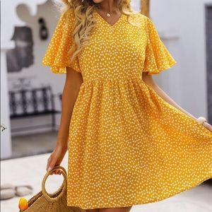 V-Neck Ditsy Floral A-Line Dress